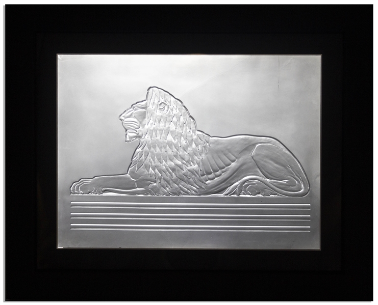 MGM Glass Lion Title Plate -- Framed Display with Light-Up Power Supply -- Beautiful Vestige From the Golden Age of Hollywood
